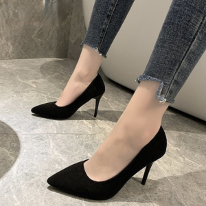 nové podzimní jednoduché elegantní vysoké podpatky dámské boty na jehlovém podpatku špičatá černá etiketa profesionální jednotné boty svatební boty
