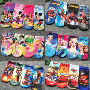 4 páry Disney Mickey Minnie Spiderman Krátké ponožky Kreslený Frozen Dětské ponožky pro kluky Holky Dětské ponožky Bavlna Dětské ponožky