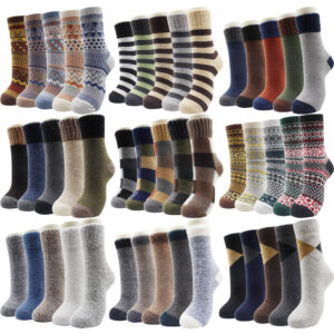 5 párů nové podzimní a zimní zesílené teplé dámské a pánské vlněné ponožky čistá barva etnická imitace norka kašmírové ležérní pánské ponožky
