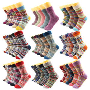 5 párů Zimní teplejší Ženy Tlustší termovlna Kašmírové sněhové ponožky Móda Ležérní Euramerické národní vlněné ponožky pro ženy