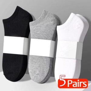 5 párů/šarže Pánské ponožky Prodyšné Krátké lodičkové ponožky Mužské Pro volný čas Měkké Pohodlné ponožky Jednobarevná Černá Bílá