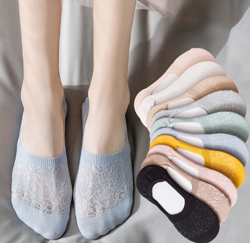 5pár /Lot Dámské Neviditelné ponožky Mujer Protiskluzové Chaussette Kotníkové Nízké Dámské Bavlněné Lodní ponožky No Show Prodyšné Kalcetiny
