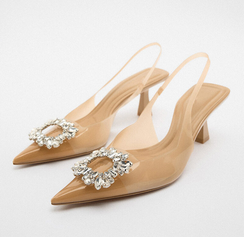 Značkové luxusní kamínkové průhledné podpatky PVC dámské boty Nové špičaté jehlové vysoké podpatky dámské svatební boty na párty
