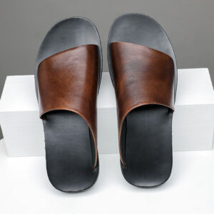 Letní pohodlné pantofle pánské vysoce kvalitní zahradní plážové pánské žabky móda pravá kůže vnitřní venkovní luxusní boty